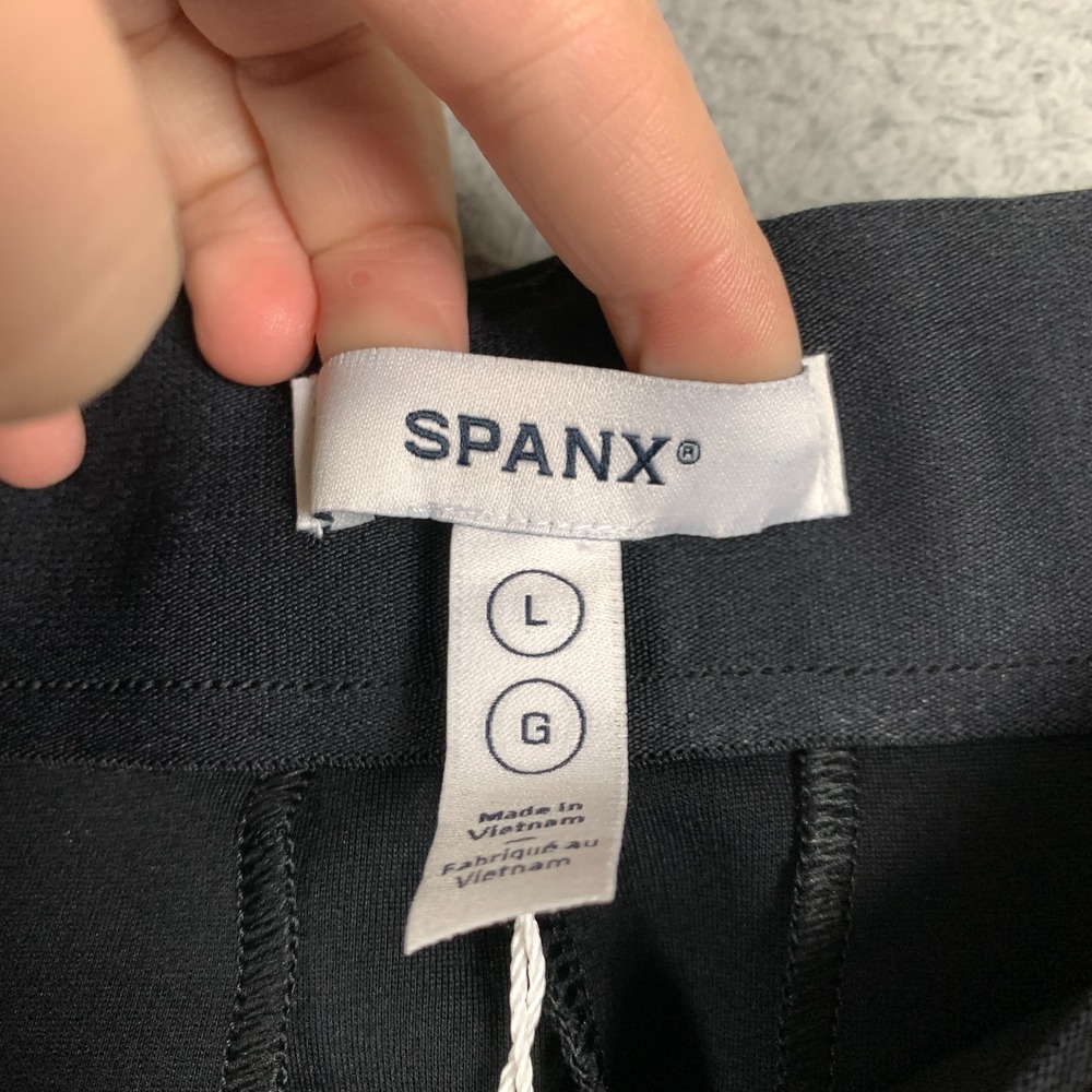 Spanx Ponte Barrel Pants Women's Large Tall LT Black Pintuck High Rise NWT $158 - Picture 5 of 12